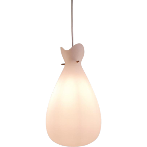 Scandinavische Hanglamp In Wit Gesatineerd Glas, Jaren 60