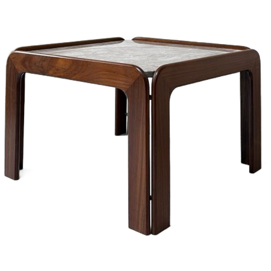 Vintage Houten Salontafel Met Marmerblad 1