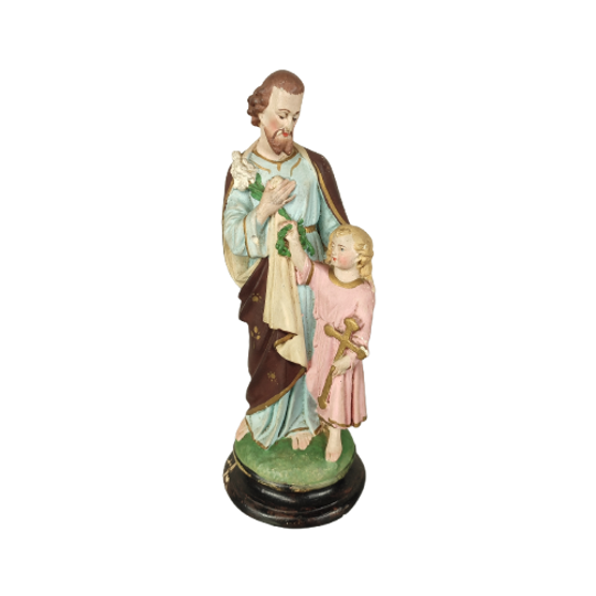 Gipsen Beeld St. Jozef Met Kind 1