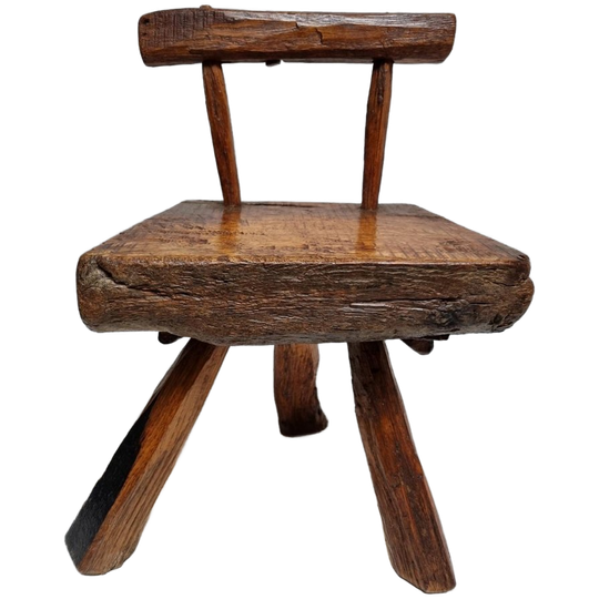 Primitief Handgemaakt Antiek Houten Kinder Stoeltje Wabi-sabi Stijl 1