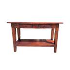 Donker Teakhouten Sidetable, Wandtafel, Console Afm. 120x40c thumbnail 1