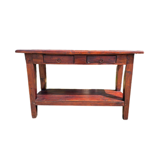 Donker Teakhouten Sidetable, Wandtafel, Console Afm. 120x40c 1