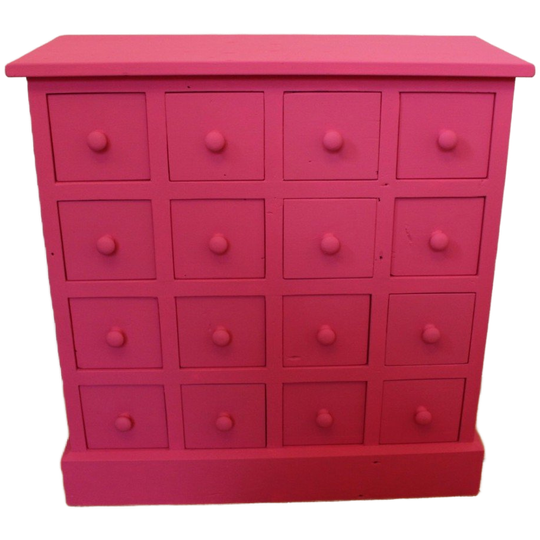 Houten Roze Ladekast – 16 Lades | Vintage Apothekerskast 1