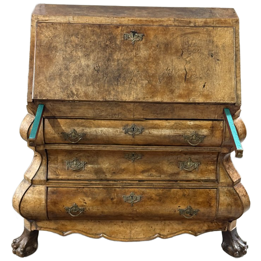 Burr Walnut Bombe Bureau/writing Desk. It Is Also Referred To As A Secretaire 1