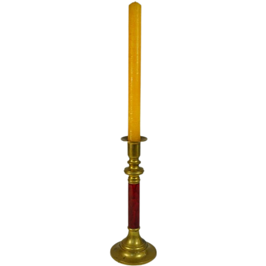 Vintage Messing Kandelaar – Rood Middenstuk 1