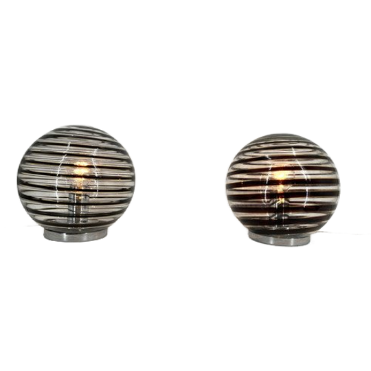 Pair Of Murano Swirl Glass Table Lamps, 1970s 1