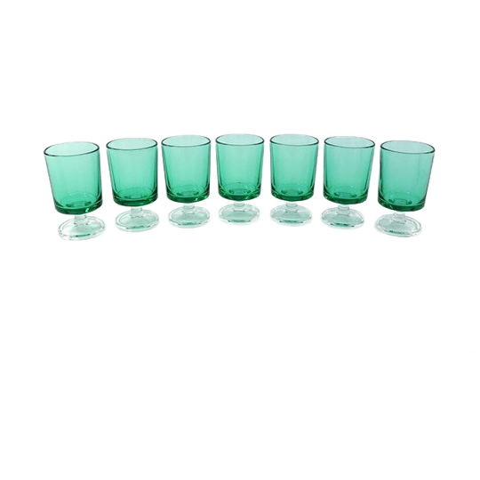 7 Vintage Glazen Groen Luminarc Cavalier 1