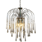 Transparante Grote Xl Murano Teardrop Kroonluchter Hanglamp Chrome Frame thumbnail 1