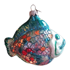 Een Schitterende Glazen Kerstbal “Kleurrijke Vis”, Turquoise thumbnail 1