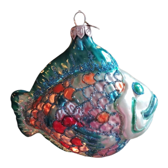 Een Schitterende Glazen Kerstbal “kleurrijke Vis”, Turquoise 1