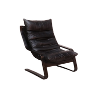 High-Back Scandianavian Lounge Chair / Fauteuil - Leder