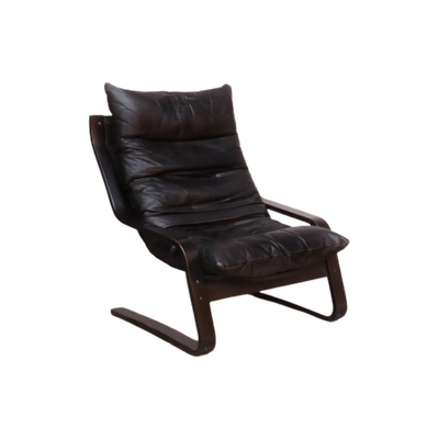 High-Back Scandianavian Lounge Chair / Fauteuil - Leder