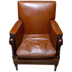 Cognac Kleurige Lederen Armzetel In Mahoniehout thumbnail 1