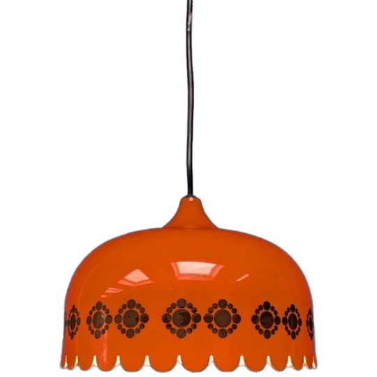 Vintage Oranje Hanglamp, Jaren '60, Deens Design Fog & Mørup 1