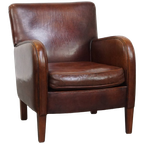 Comfortabele Schapenleren Fauteuil/ Armchair Met Een Mooi Patina En Warme Kleuren thumbnail 1