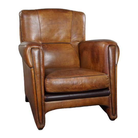 Opvallende Moderne Design Fauteuil Gemaakt Van Hoogwaardig Schapenleer 1