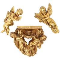 Set Van 3 Gouden Engeltjes Cherubijn Putti Muur Decoratie Beeldjes