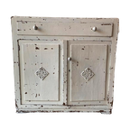 Oud Shabby Kastje, Commode, Badkamermeubel. Sleets, Stoer. thumbnail 1