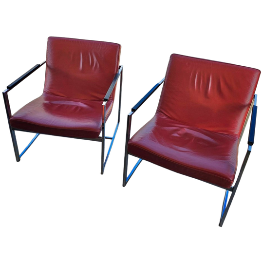 2 X Oscar Lounge Chair / Martin Haksteen / Harvink / Red Leather / Very Good Condition / 1980s 1