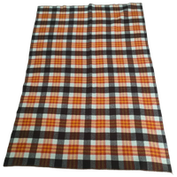 Bruin Deken/Plaid Met Rood Oranje Wit Geblokt (2 Zijdig)