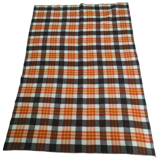 Bruin Deken/plaid Met Rood Oranje Wit Geblokt (2 Zijdig) 1