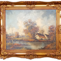 Waterrijk Landschap Met Boerderij In Lodewijk Xvi Lijst