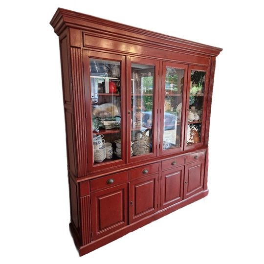 China Rustik Wood Cabinet With Hutch Colored In Red 1