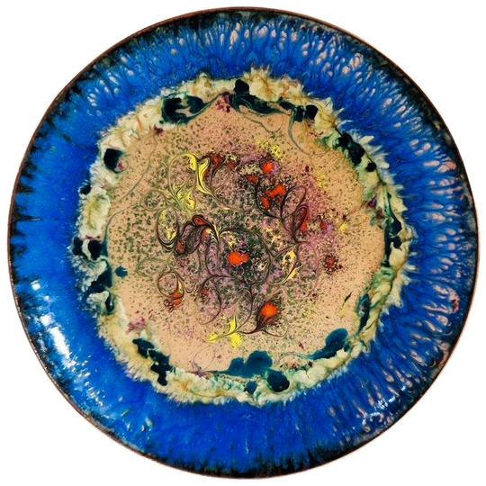 Jaren 60 Vintage Emaille Schaal Wandbord Emaille Kunst 1