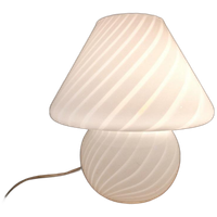 Murano Witte Swirl Mushroom Lamp, Jaren 70