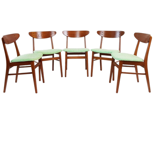 Vintage Farstrup Deense Stoelen Groen | Chairs Green Teak 1
