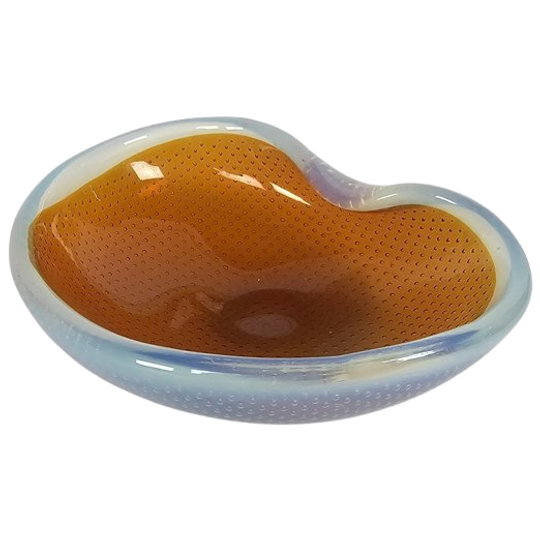 Murano Sommerso - Asbak - Opaline - Okergeel - Lichtpaars - Italie - 70's 1