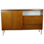 Vintage Mid Century Highboard Kast Lade En Deuren Teak Fineer 200Cm thumbnail 1