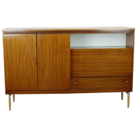 Vintage Mid Century Highboard Kast Lade En Deuren Teak Fineer 200Cm