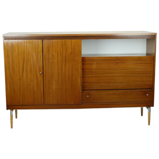 Vintage Mid Century Highboard Kast Lade En Deuren Teak Fineer 200cm 1