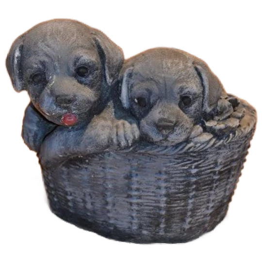 Betonnen Puppy’s In Plantenbakje – Decoratief Showmodel In Stone Kleur 1