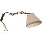 Vintage Schaarlamp, Wandlamp Brons Met Beige Kap thumbnail 1