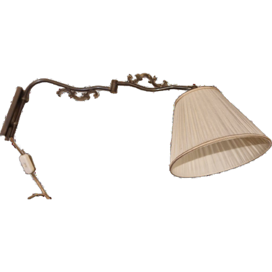 Vintage Schaarlamp, Wandlamp Brons Met Beige Kap 1