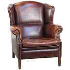 Vintage Schapenleren Oorfauteuil Met Een Heerlijk Zitcomfort En Een Mooi Patina thumbnail 1