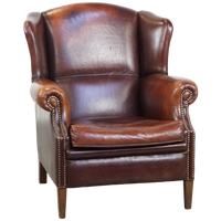 Vintage Schapenleren Oorfauteuil Met Een Heerlijk Zitcomfort En Een Mooi Patina