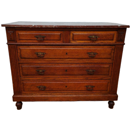Vintage Antiek Dressoir Commode Ladekast Badkamermeubel Met Marmer Blad 501 1