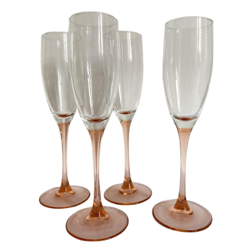 Set Van 4 Champagneglazen Met Roze Voet Van Luminarc