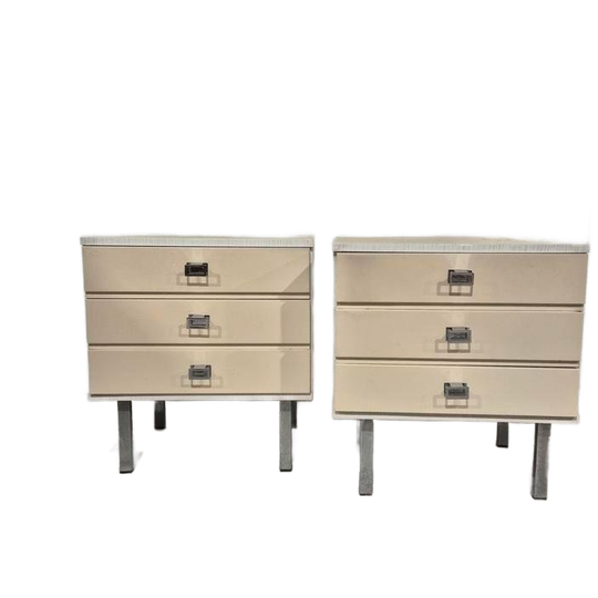 Een Set Mid Century Ladekastjes Nachtkastjes Vintage 1