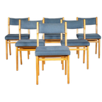 Set Van 6 Vintage Eetkamerstoelen – Blauw thumbnail 1