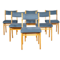 Set Van 6 Vintage Eetkamerstoelen – Blauw