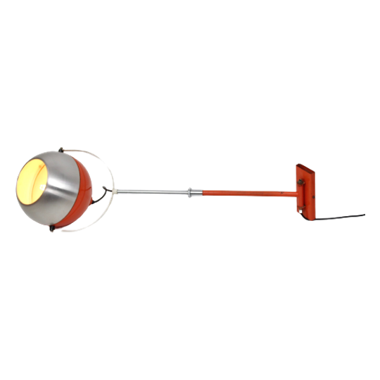 German Made - Space Age Wall Pendant - Orange And Aluminium 1