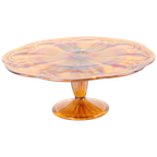 Art Deco Oranje Taartschotel Parelmoer Gebak Schaal Depression Glass thumbnail 1