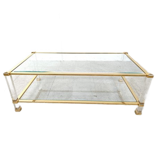 Brass And Lucite Coffee Table, 1970s 1
