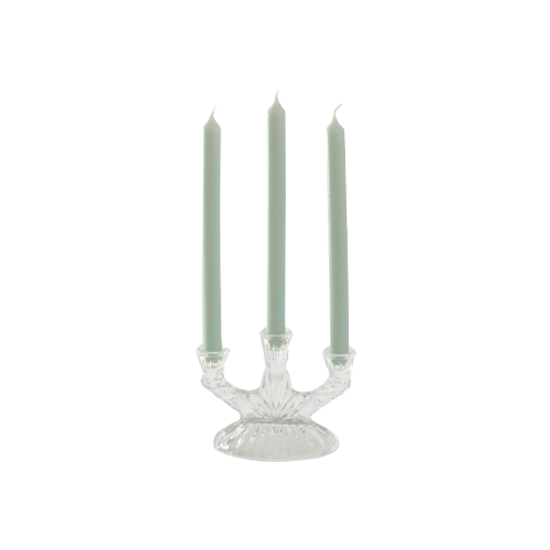 Crystal Glass 3-Arm Candle Holder