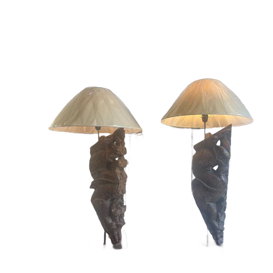 Set Van 2 Vintage Xl Brutalist Tafellampen / Verlichting 1