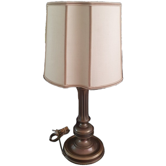 Vintage - Tafellamp - Kastlamp - Messing - Stoffen Kap - Herda 1